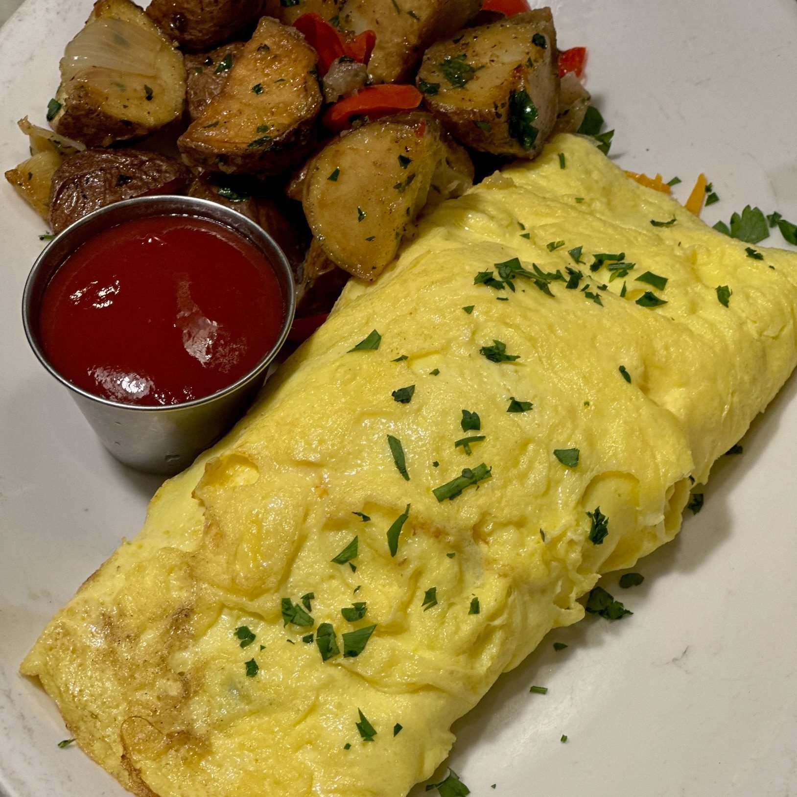 Wild Mushroom & Cheddar Omelette.