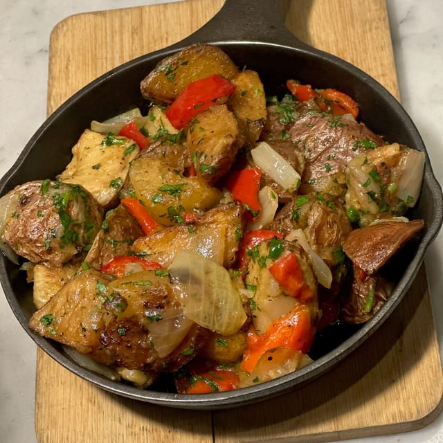 Roasted Potatoes w/ Peppers & Onions.