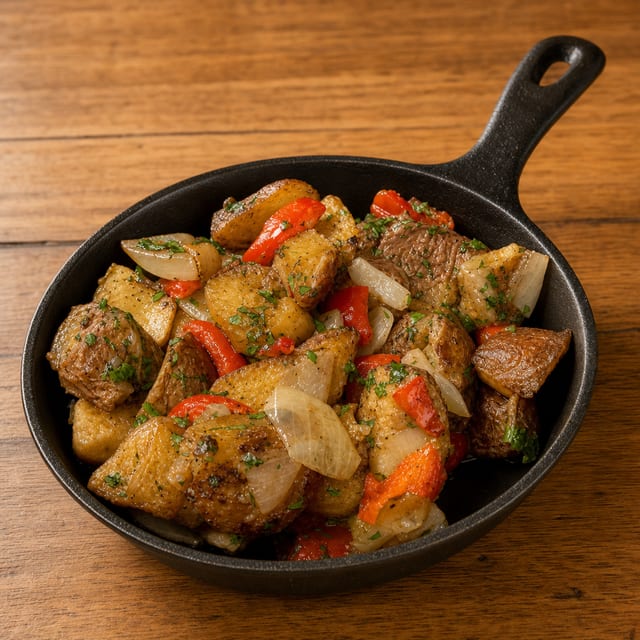 Roasted Potatoes w/ Peppers & Onions.